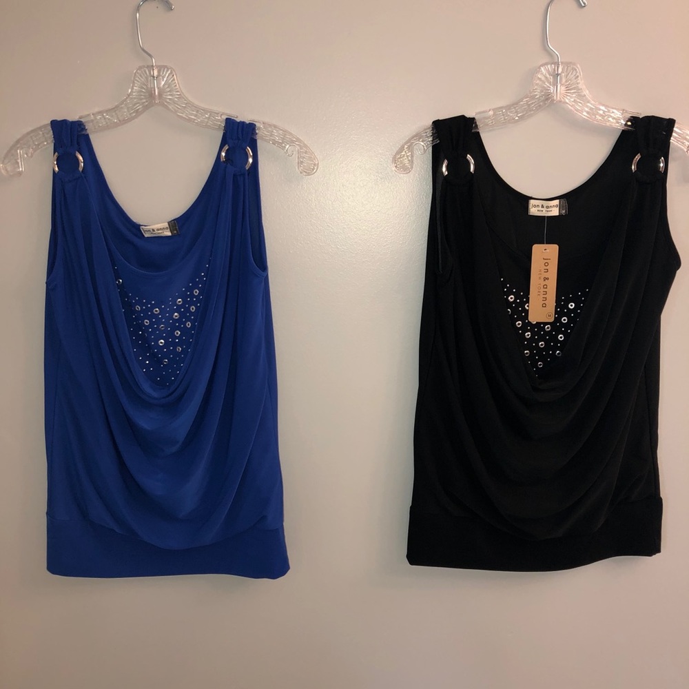 Jon & Anna Black and Blue Embellished Tanks